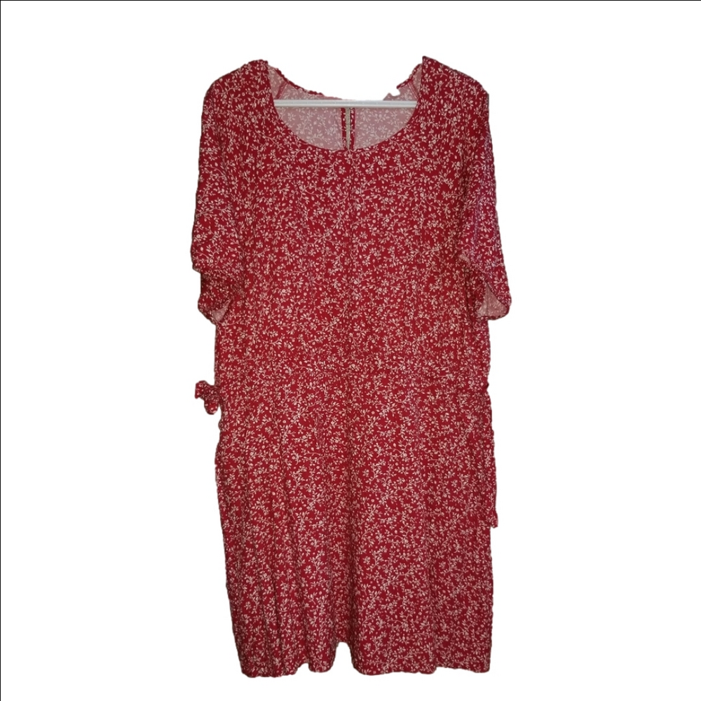 Reitmans Womens Red White Floral Design Viscose Dress Label Reads Size 2X